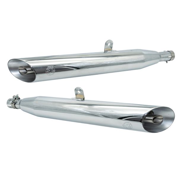Silencieux d'échappement Falcon Cromo Line en acier chromé brillant argent avec homologation pour Yamaha XVS 1100 Drag Star et Drag Star Classic