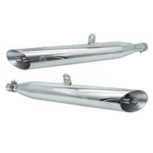 Silenciador final Falcon Cromo Line de acero cromado brillante plateada con homologación para Yamaha XVS 1100 Drag Star y Drag Star Classic