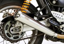 Einddemper Shark Retro roestvrij staal hoogglans gepolijst zilver met goedkeuring voor Triumph Bonneville T100 T 100 EFI 800 - 900 ccm bj. 2006 - 2015