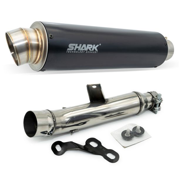 Silenziatore finale Shark SRC 4 in alluminio anodizzato nero con omologazione per Suzuki GSX 1400 ccm anno di produzione 2006