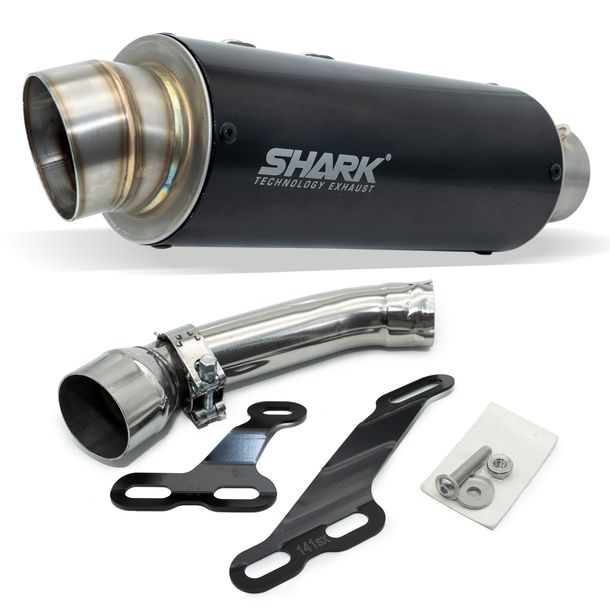 Silenciador final Shark SRC 4 aluminio anodizado negro con homologación para Husqvarna Svartpilen Vitpilen, KTM RC Duke 125 - 401 ccm año 2019 - 2023