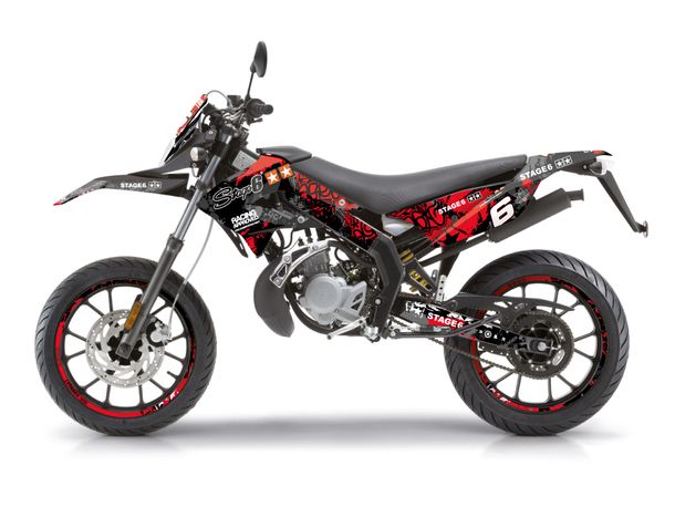 Dekor Kit Stage6 rot - schwarz für Derbi Senda SM DRD X-Treme Pro Racing R, Gilera RCR SMT Ltd Edition 50 ccm Bj. 2011 - 2022