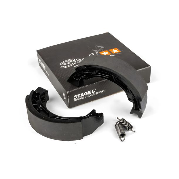 Stage6 110x25mm Sport brake shoes for Aprilia SR LC, Yamaha Jog R AC Rally Sonic Malaguti F10 Jetline Gulliver Beta Quadra Axis Amico F15 Firefox SYM