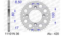 Kettenrad AFAM 420 LK 100 Ø 80 36Z 4-Loch Aluminium Silber