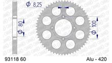 Kettenrad AFAM 420 LK 100 Ø 80 60Z 4-Loch Aluminium Silber