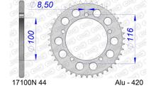 Pignone AFAM 420 LK 116 Ø 100 44Z in alluminio argentato a 5 fori