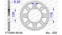 Kettenrad AFAM 420 LK 116 Ø 100 54Z 4-Loch Aluminium Silber