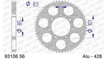 Pignon métallique AFAM 428 LK 101 Ø 85 56Z en aluminium à 7 trous