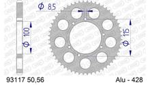 Kettenrad AFAM 428 LK 115 Ø 100 56Z 6-Loch Aluminium Gun Metal