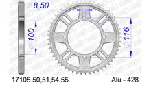 Kettenrad AFAM 428 LK 116 Ø 100 50Z 4-Loch Aluminium Silber