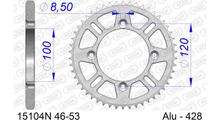 Kettenrad AFAM 428 LK 120 Ø 100 51Z 4-Loch Aluminium Silber