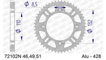 Kettenrad AFAM 428 LK 132 Ø 110 51Z 4-Loch Aluminium Silber