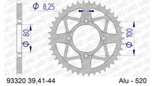 Kettingtandwiel AFAM 520 LK 100 Ø 80 41T 4-gaats Aluminium Zilver