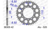 Kettenrad AFAM 520 LK 110 Ø 95 42Z 6-Loch Aluminium Silber