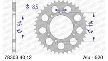 Kettingtandwiel AFAM 520 LK 114 Ø 94 40T 6-gaats Aluminium Zilver