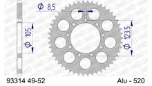 Kettingtandwiel AFAM 520 LK 123 Ø 105 50T 9-gaats Aluminium Zilver