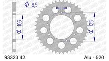 Kettingtandwiel AFAM 520 LK 125 Ø 105 42T 6-Gats Aluminium Zilver