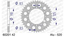 Kettenrad AFAM 520 LK 125 Ø 110 42Z 6-Loch Aluminium Silber