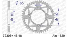 Roda Dentada AFAM 520 LK 132 Ø 110 48Dentes 4-Furos Alumínio Gun Metal