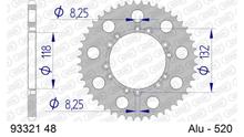 Roda Dentada AFAM 520 LK 132 Ø 118 48Dentes 6-Furos Alumínio Prata