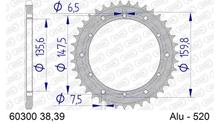 Pignone AFAM 520 LK 147,5 Ø 135, 39T in alluminio argentato a 6 fori