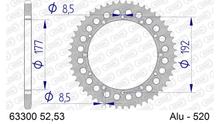 Pignon AFAM 520 LK 192 Ø 177 53Z en aluminium argenté à 6 trous