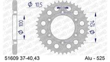 Pignone metallico AFAM 525 LK 124 Ø 100 38Z in alluminio a 6 fori
