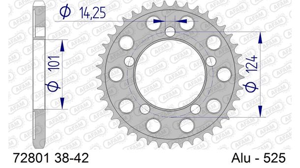 AFAM 525 LK 124 Ø 101 40Z 5-hole aluminum gun metal sprocket