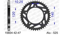 Pignon métallique AFAM 525 LK 140 Ø 120 46Z en aluminium à 5 trous