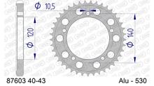 Pignon métallique AFAM 530 LK 140 Ø 120 44Z en aluminium à 5 trous
