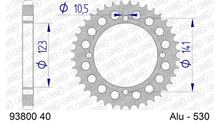 Piñón metálico AFAM 530 LK 141 Ø 123 40Z Pistola de aluminio con 4 orificios