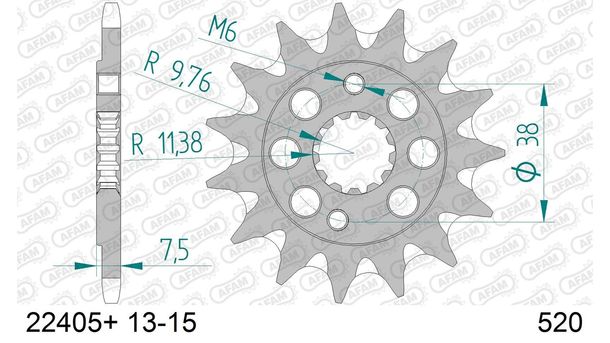 Ritzel AFAM 520 15Z mit Schlammrille