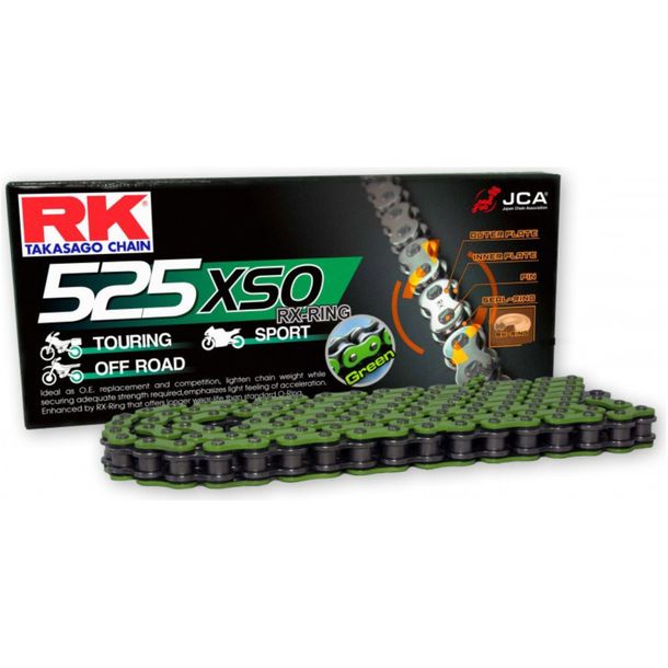 Chaîne antivol RK X-Ring 525XSO/112 verte