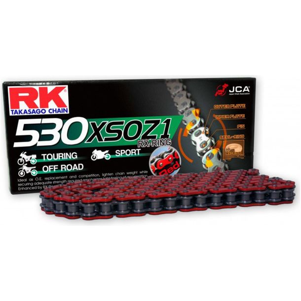 Chaîne RK X-Ring 530XSOZ1/110, verrou à riveter, rouge