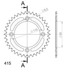 Kettingwiel Supersprox 415 LK 110,0mm Ø 90mm 38 tanden 4-gats Aluminium oranje