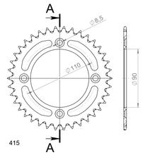 Kettenrad Supersprox 415 LK 110,0mm Ø 90mm 39Z 4-Loch Aluminium silber