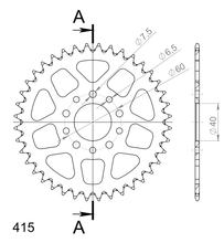 Kettingtandwiel Supersprox 415 Steekmaat 60,0mm Diameter 40mm 40 Tanden 5-Gaten Aluminium zwart