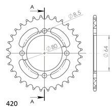 Kettenrad Supersprox 420 LK 80,0mm Ø 64mm 32Z 4-Loch Aluminium schwarz