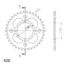 Kettenrad Supersprox 420 LK 80,0mm Ø 64mm 37Z 4-Loch Aluminium schwarz