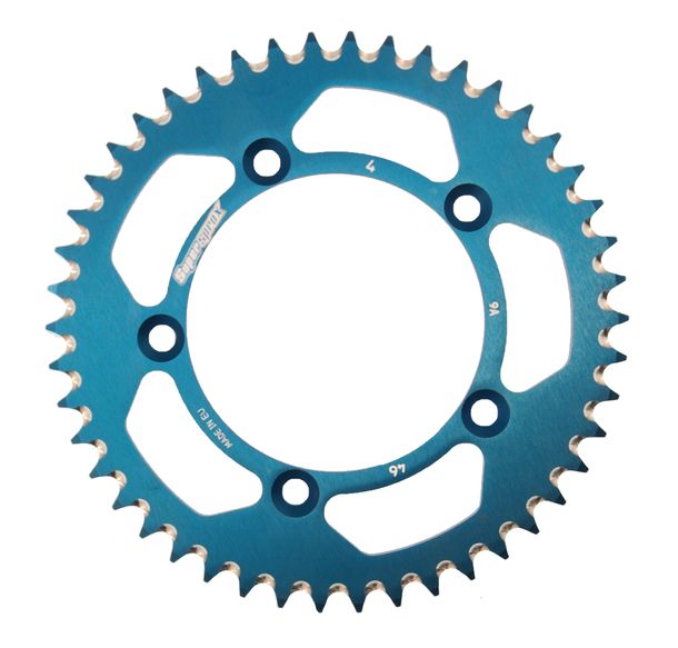 Piñón de aluminio Supersprox 420 LK 115,0 mm Ø 98 mm 46Z azul