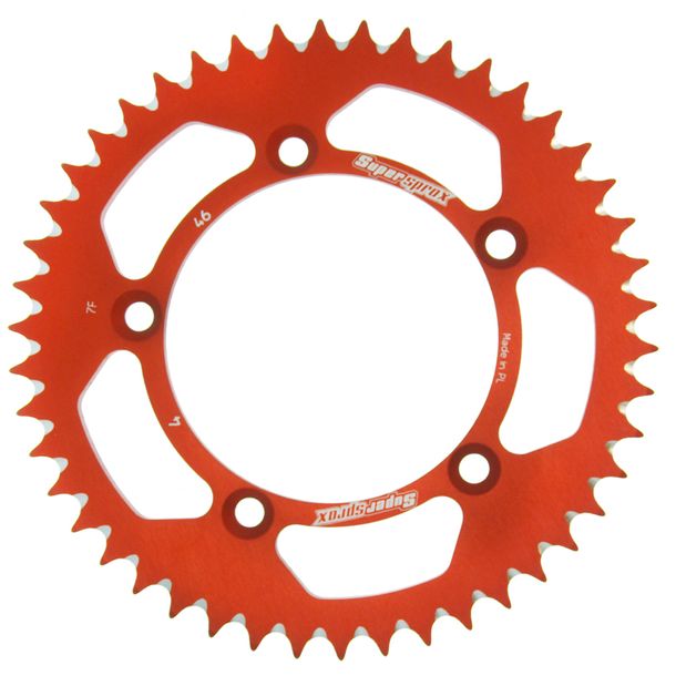 Piñón de aluminio Supersprox 420 LK de 115,0 mm de diámetro 98 mm 46T, color naranja