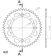 Pignon Supersprox 420 LK 130,0 mm Ø 110 mm 47T en aluminium doré à 4 trous