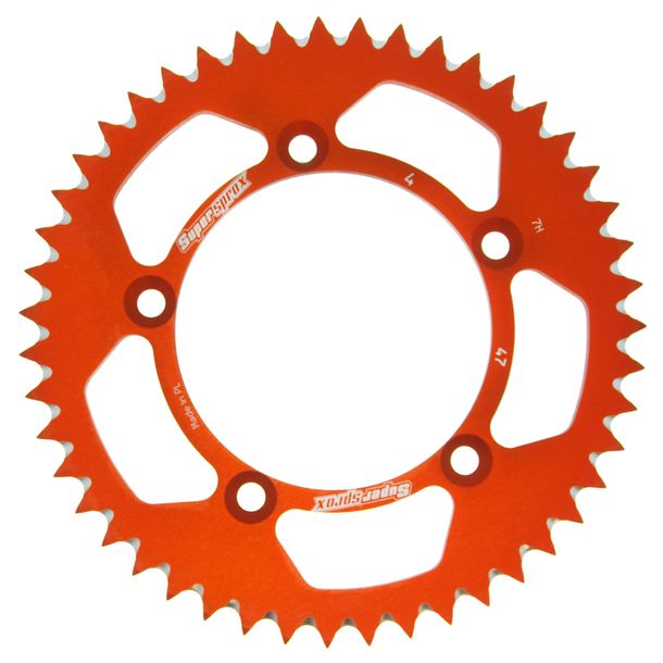 Pignon en aluminium Supersprox 420 LK 115,0 mm diamètre 98 mm 47T 5 trous orange
