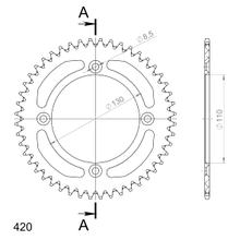 Pignon en aluminium 4 trous Supersprox 420 LK 130,0mm Ø 110mm 47Z noir