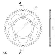 Pignon Supersprox 420 LK 115,0 mm Ø 98 mm 48Z en aluminium argenté à 5 trous