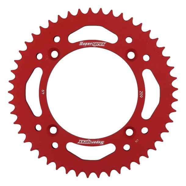 Pignon aluminium 4 trous Supersprox 420 LK 130,0mm Ø 110mm 49Z rouge