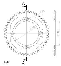 Pignon en aluminium à 4 trous Supersprox 420 LK 130,0mm Ø 110mm 49Z noir