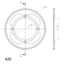 Pignon Supersprox 420 LK 130,0 mm Ø 110 mm 52T en aluminium doré à 4 trous