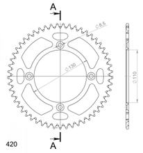 Supersprox 420 LK 130,0 mm Ø 110 mm 53Z pignone in alluminio a 4 fori nero