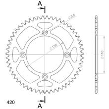 Supersprox 420 LK 130,0 mm Ø 110 mm 54T Pignone dorato in alluminio a 4 fori